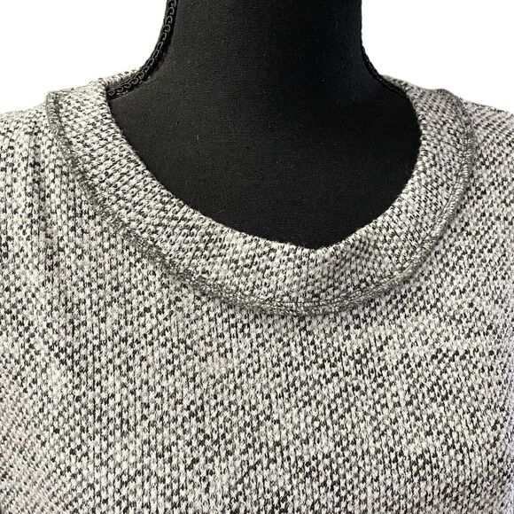 SUGARFOX Sweater Gray Pullover Ruffle Sleeves Reverse Seams NWOT - Picture 2 of 9